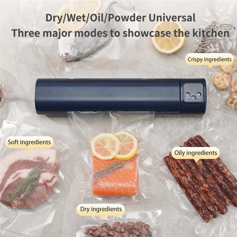 Food Vacuum Sealer Machine - เครื่องซีลสูญญากาศแบบพกพา DT15, เครื่องซีลอาหารไร้สายแบบชาร์จไฟได้พร้อมหน้าจอ LCD ดิจิตอล, เครื่องบรรจุภัณฑ์สำหรับใช้งานกลางแจ้ง