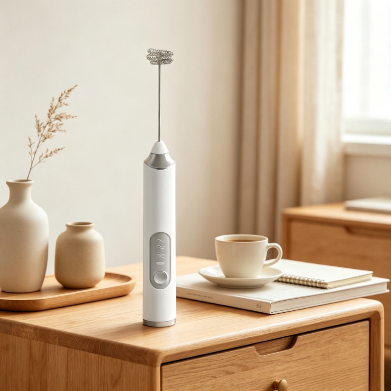 Electric Milk Frother Handheld - เครื่องตีฟองนมไฟฟ้าแบบมือถือ หัวเปลี่ยน 2 ชิ้น + หัวตีสแตนเลส