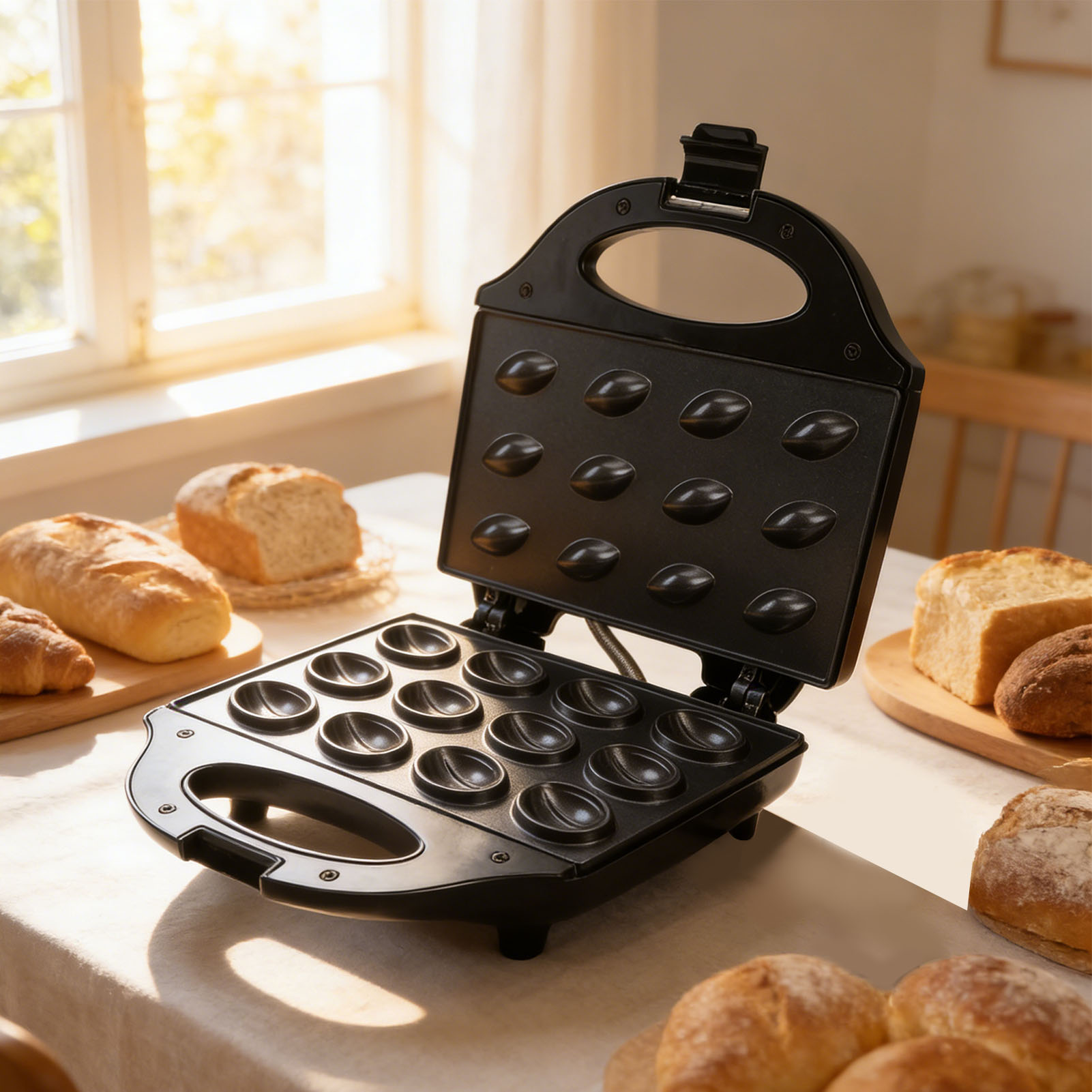 เครื่องทำขนมวอลนัท 750W ความจุ - Mini Waffle Maker Machine บทวิจารณ์และราคา